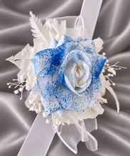 Load image into Gallery viewer, Sprayed blue rose everlasting flowers corsage &amp; buttonhole AB2159 - School formal, prom, graduation
