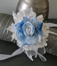 Load image into Gallery viewer, Sprayed blue rose everlasting flowers corsage &amp; buttonhole AB2159 - School formal, prom, graduation

