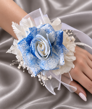 Load image into Gallery viewer, Sprayed blue rose everlasting flowers corsage &amp; buttonhole AB2159 - School formal, prom, graduation
