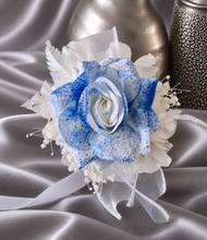 Load image into Gallery viewer, Sprayed blue rose everlasting flowers corsage &amp; buttonhole AB2159 - School formal, prom, graduation
