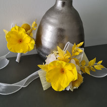Load image into Gallery viewer, Yellow real touch anemone preserved flowers corsage &amp; buttonhole AB2160 - School formal, prom, graduation
