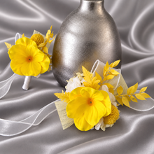 Load image into Gallery viewer, Yellow real touch anemone preserved flowers corsage &amp; buttonhole AB2160 - School formal, prom, graduation
