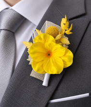 Load image into Gallery viewer, Yellow real touch anemone preserved flowers corsage &amp; buttonhole AB2160 - School formal, prom, graduation
