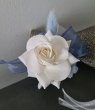 Load image into Gallery viewer, Shades of blue &amp; white everlasting flowers corsage &amp; buttonhole AB2161 - School formal, prom, graduation
