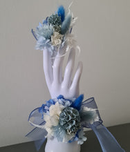 Load image into Gallery viewer, Shades of blue preserved flowers corsage &amp; buttonhole AB2162 - School formal, prom, graduation
