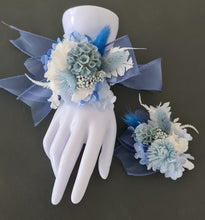 Load image into Gallery viewer, Shades of blue preserved flowers corsage &amp; buttonhole AB2162 - School formal, prom, graduation

