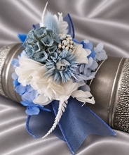 Load image into Gallery viewer, Shades of blue preserved flowers corsage &amp; buttonhole AB2162 - School formal, prom, graduation
