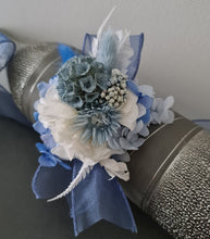 Load image into Gallery viewer, Shades of blue preserved flowers corsage &amp; buttonhole AB2162 - School formal, prom, graduation

