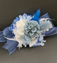 Load image into Gallery viewer, Shades of blue preserved flowers corsage &amp; buttonhole AB2162 - School formal, prom, graduation
