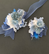 Load image into Gallery viewer, Shades of blue preserved flowers corsage &amp; buttonhole AB2162 - School formal, prom, graduation
