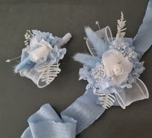 Load image into Gallery viewer, Baby blue preserved flowers corsage &amp; buttonhole AB2163 - School formal, prom, graduation
