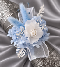 Load image into Gallery viewer, Baby blue preserved flowers corsage &amp; buttonhole AB2163 - School formal, prom, graduation
