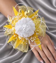 Load image into Gallery viewer, Yellow everlasting flowers corsage AB2164 - School formal, prom, graduation
