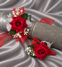 Load image into Gallery viewer, Bright red, green and white corsage &amp; buttonhole AB2165 - School formal, prom, graduation
