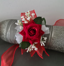 Load image into Gallery viewer, Bright red, green and white corsage &amp; buttonhole AB2165 - School formal, prom, graduation
