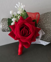 Load image into Gallery viewer, Bright red, green and white corsage &amp; buttonhole AB2165 - School formal, prom, graduation
