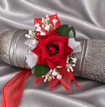 Load image into Gallery viewer, Bright red, green and white corsage &amp; buttonhole AB2165 - School formal, prom, graduation
