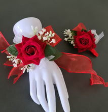 Load image into Gallery viewer, Bright red, green and white corsage &amp; buttonhole AB2165 - School formal, prom, graduation
