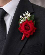Load image into Gallery viewer, Bright red, green and white corsage &amp; buttonhole AB2165 - School formal, prom, graduation
