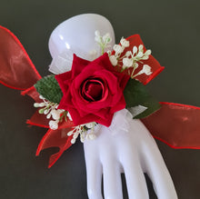 Load image into Gallery viewer, Bright red, green and white corsage &amp; buttonhole AB2165 - School formal, prom, graduation
