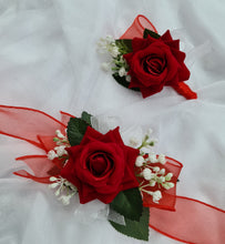 Load image into Gallery viewer, Bright red, green and white corsage &amp; buttonhole AB2165 - School formal, prom, graduation
