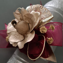 Load image into Gallery viewer, Burgundy and gold everlasting flowers corsage &amp; buttonhole AB2166 - School formal, prom, graduation
