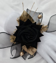 Load image into Gallery viewer, Black &amp; gold everlasting flowers corsage AB2167 - School formal, prom, graduation
