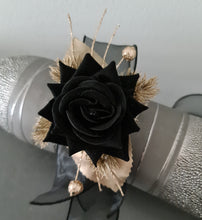 Load image into Gallery viewer, Black &amp; gold everlasting flowers corsage AB2167 - School formal, prom, graduation
