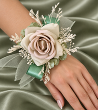 Load image into Gallery viewer, Sage green everlasting flowers corsage AB2168 - School formal, prom, graduation
