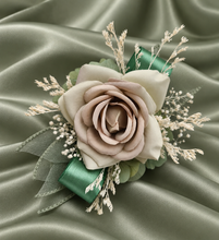 Load image into Gallery viewer, Sage green everlasting flowers corsage AB2168 - School formal, prom, graduation
