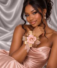 Load image into Gallery viewer, Blush &amp; gold everlasting flowers corsage AB2170 - School formal, prom, graduation
