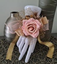 Load image into Gallery viewer, Blush &amp; gold everlasting flowers corsage AB2170 - School formal, prom, graduation
