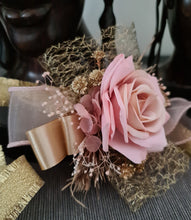 Load image into Gallery viewer, Blush &amp; gold everlasting flowers corsage AB2170 - School formal, prom, graduation
