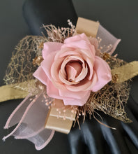 Load image into Gallery viewer, Blush &amp; gold everlasting flowers corsage AB2170 - School formal, prom, graduation

