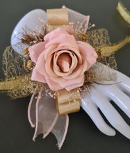 Load image into Gallery viewer, Blush &amp; gold everlasting flowers corsage AB2170 - School formal, prom, graduation
