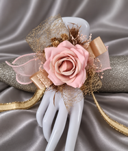 Load image into Gallery viewer, Blush &amp; gold everlasting flowers corsage AB2170 - School formal, prom, graduation
