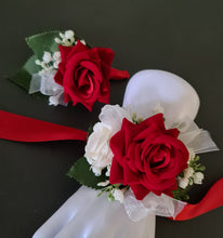 Load image into Gallery viewer, Bright red, green and white corsage &amp; buttonhole AB2172 - School formal, prom, graduation

