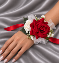 Load image into Gallery viewer, Bright red, green and white corsage &amp; buttonhole AB2172 - School formal, prom, graduation
