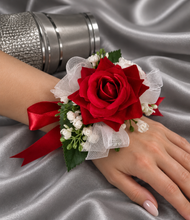Load image into Gallery viewer, Bright red, green and white corsage &amp; buttonhole AB2172 - School formal, prom, graduation

