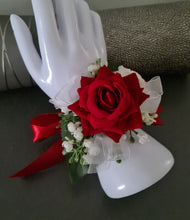Load image into Gallery viewer, Bright red, green and white corsage &amp; buttonhole AB2172 - School formal, prom, graduation
