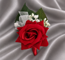 Load image into Gallery viewer, Bright red, green and white corsage &amp; buttonhole AB2172 - School formal, prom, graduation
