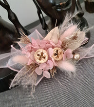Load image into Gallery viewer, Blush &amp; gold gum pod everlasting flowers corsage AB2173 - School formal, prom, graduation
