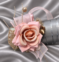 Load image into Gallery viewer, Blush &amp; gold everlasting flowers corsage AB2175 - School formal, prom, graduation
