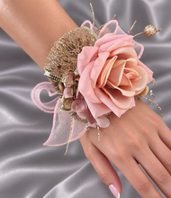 Load image into Gallery viewer, Blush &amp; gold everlasting flowers corsage AB2175 - School formal, prom, graduation
