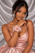 Load image into Gallery viewer, Blush &amp; gold everlasting flowers corsage AB2175 - School formal, prom, graduation
