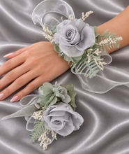 Load image into Gallery viewer, Gray and sage green preserved flowers corsage &amp; buttonhole AB2177 - School formal, prom, graduation
