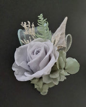 Load image into Gallery viewer, Gray and sage green preserved flowers corsage &amp; buttonhole AB2177 - School formal, prom, graduation
