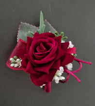 Load image into Gallery viewer, Burgundy, green and white corsage &amp; buttonhole AB2178 - School formal, prom, graduation
