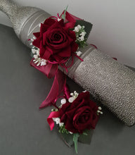 Load image into Gallery viewer, Burgundy, green and white corsage &amp; buttonhole AB2178 - School formal, prom, graduation
