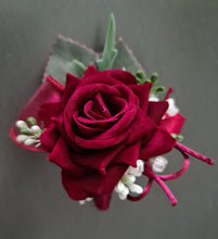 Load image into Gallery viewer, Burgundy, green and white corsage &amp; buttonhole AB2178 - School formal, prom, graduation
